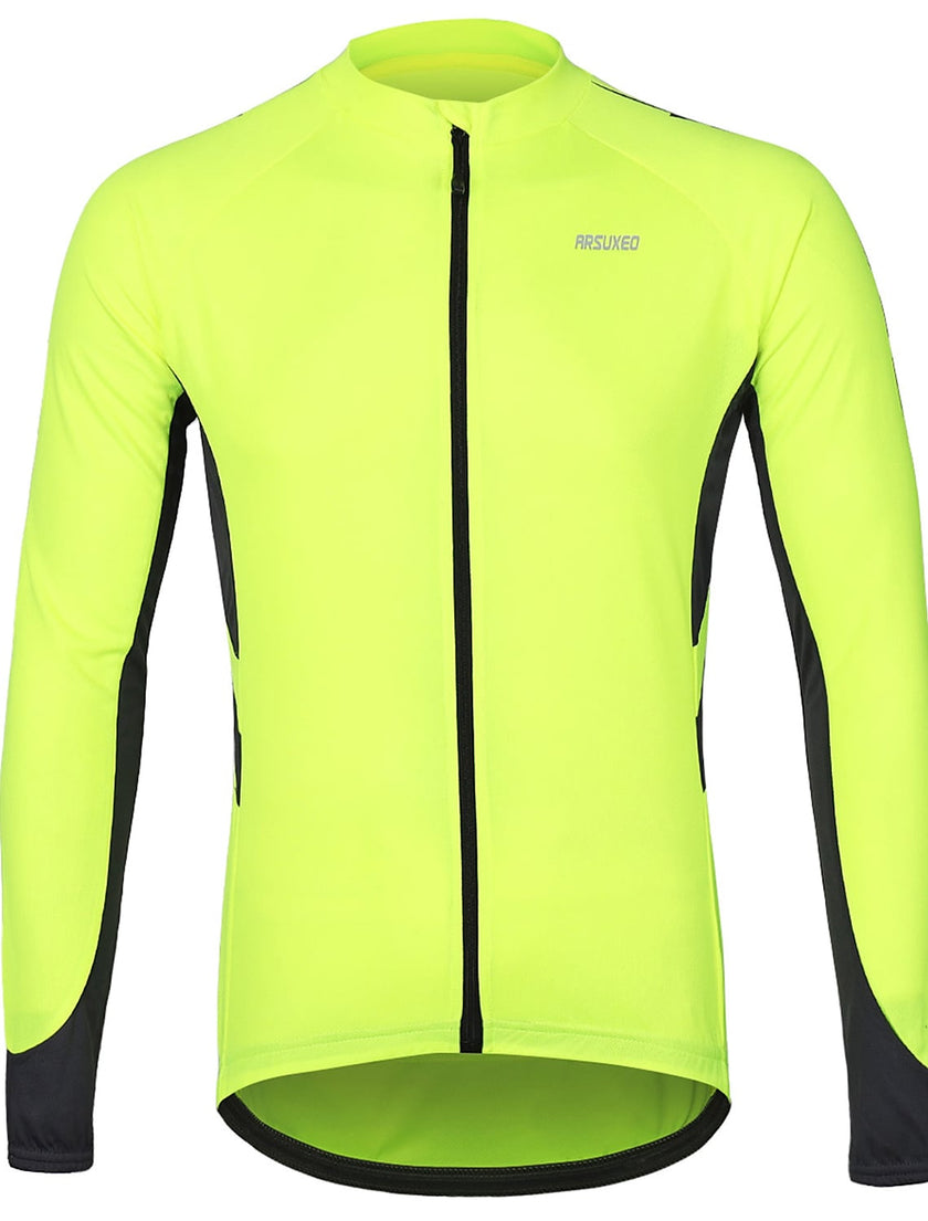 Men's Long Sleeve Cycling Jersey Winter Polyester Dark Grey