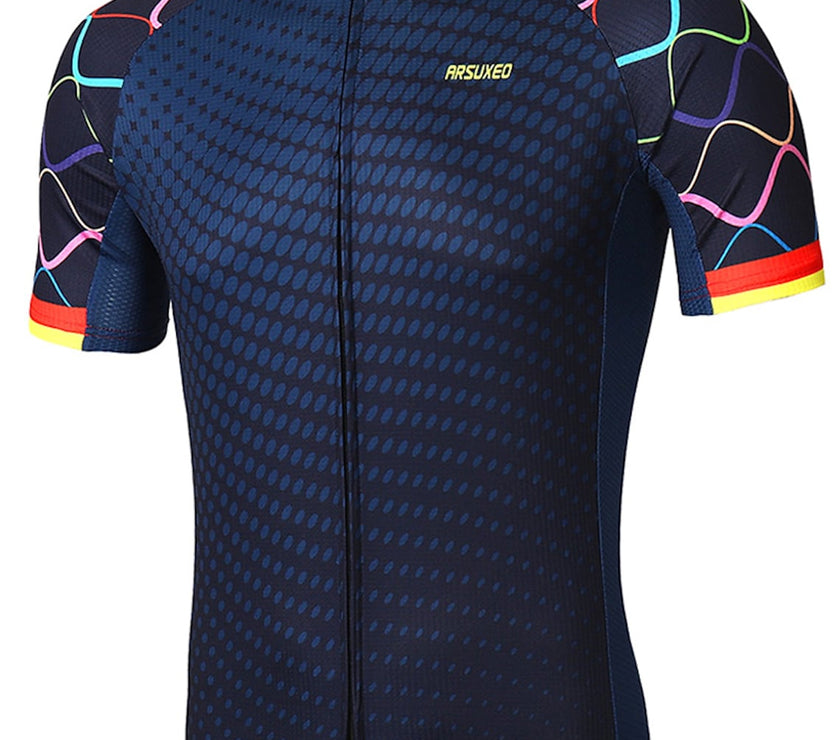Men's Short Sleeve Cycling Jersey Summer Polyester Bike Jersey