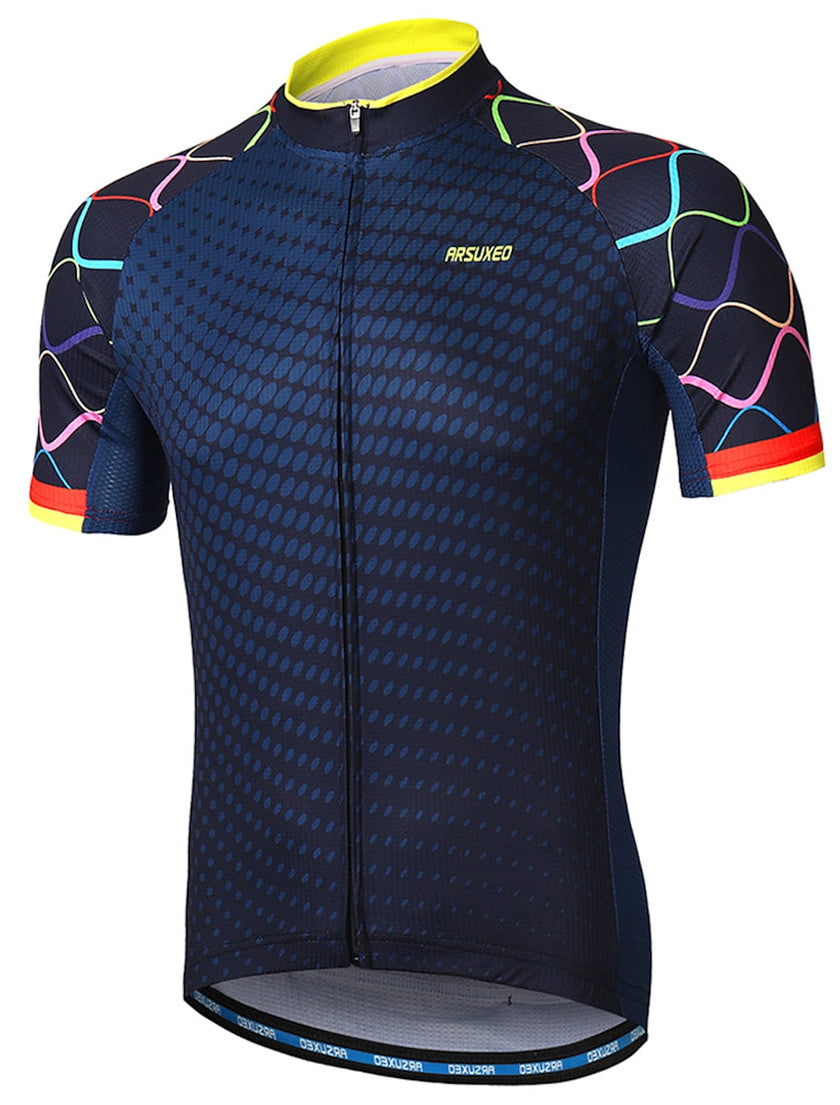 Men's Short Sleeve Cycling Jersey Summer Polyester Bike Jersey