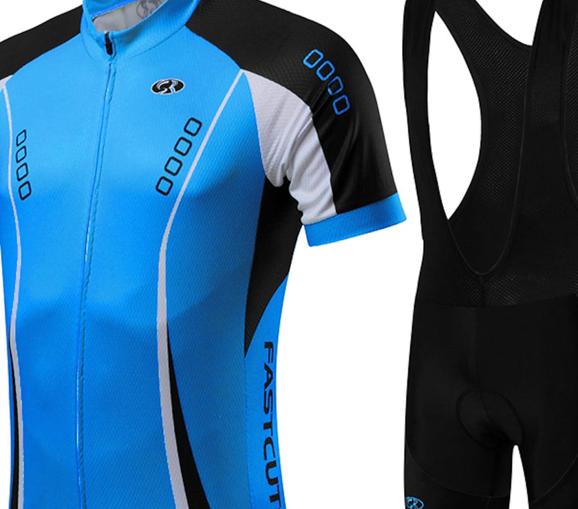 Men's Short Sleeve Cycling Jersey with Bib Shorts