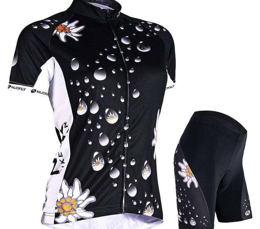Nuckily Women's Short Sleeve Cycling Jersey with Shorts