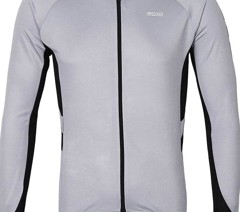 Men's Long Sleeve Cycling Jersey Winter Polyester Dark Grey