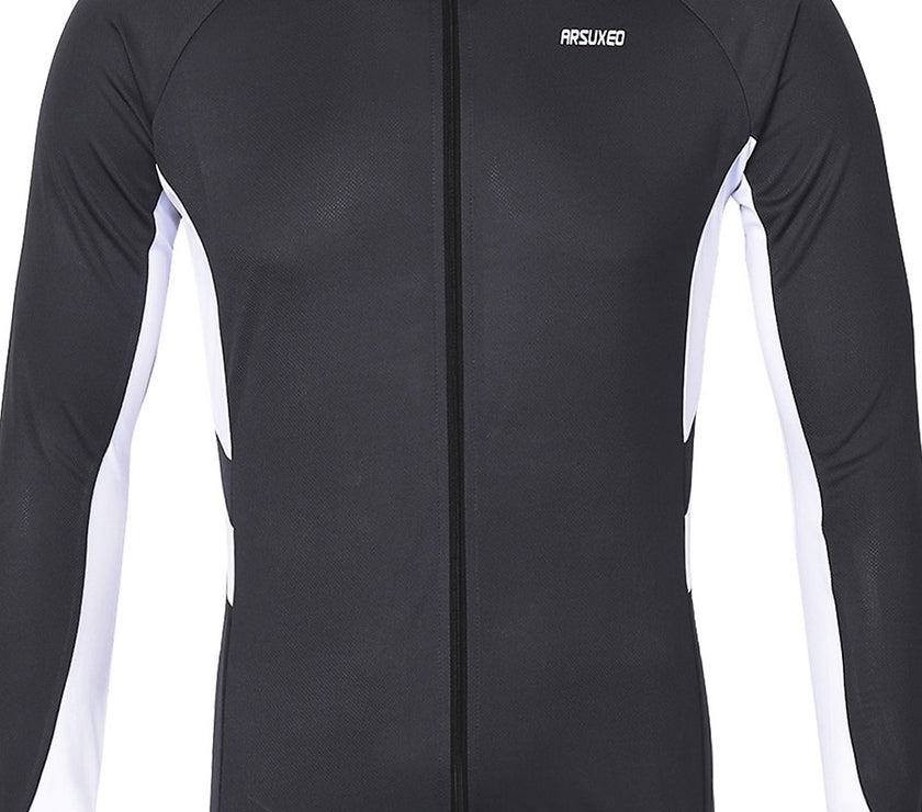 Men's Long Sleeve Cycling Jersey Winter Polyester Dark Grey