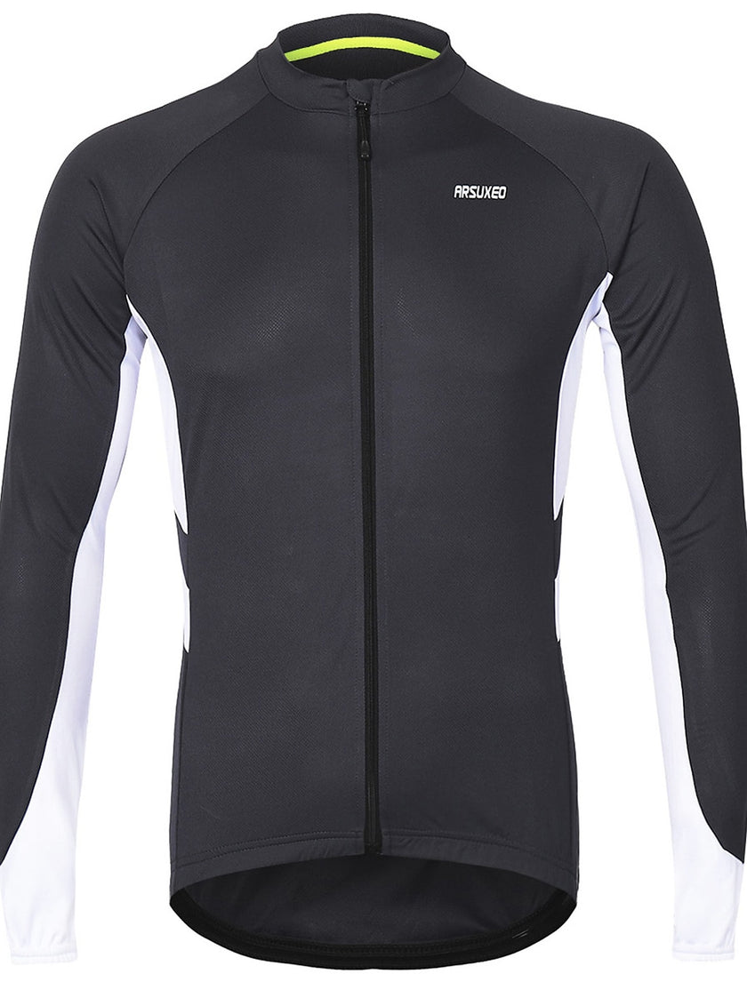Men's Long Sleeve Cycling Jersey Winter Polyester Dark Grey