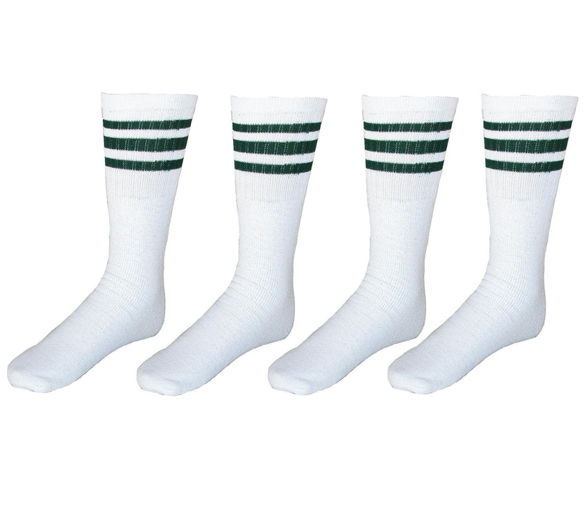 CTM® Striped Top Ribbed Tube Socks (4 Pair Pack)