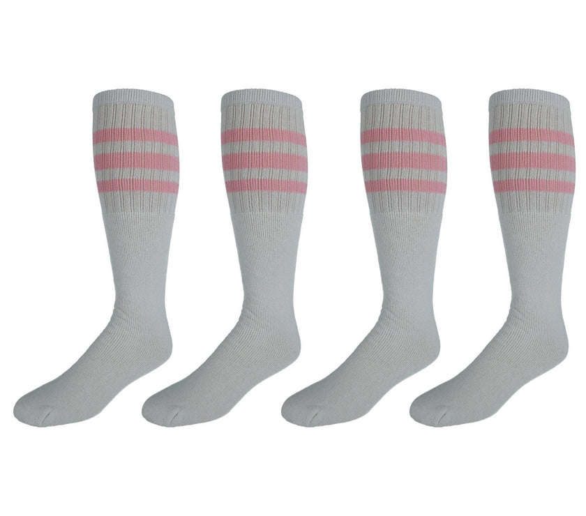 CTM® Striped Top Ribbed Tube Socks (4 Pair Pack)