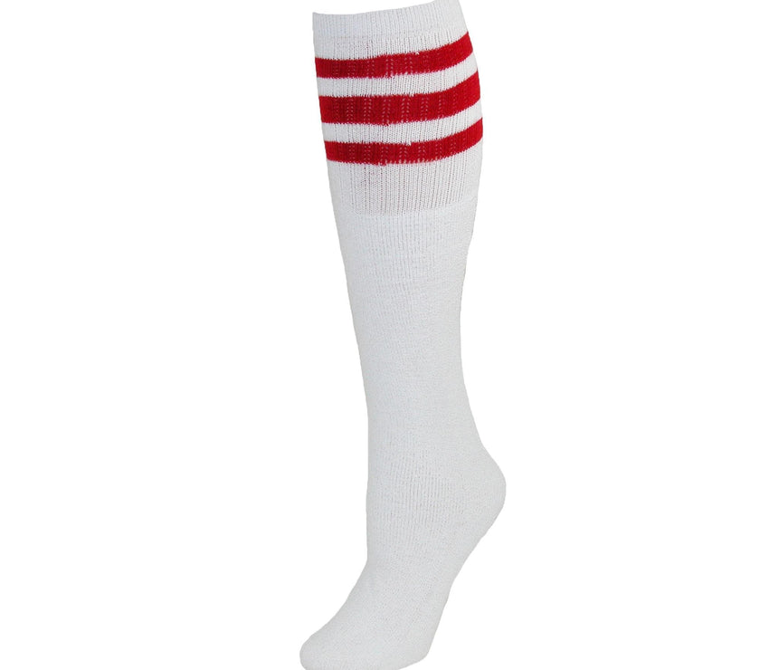 CTM® Striped Top Ribbed Tube Socks (4 Pair Pack)