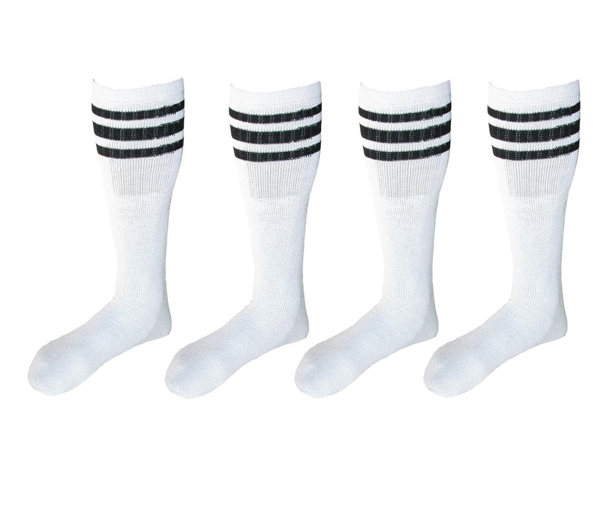 CTM® Striped Top Ribbed Tube Socks (4 Pair Pack)