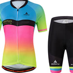 Women's Short Sleeve Cycling Jersey with Shorts - Rainbow Plus Size Bike Jersey